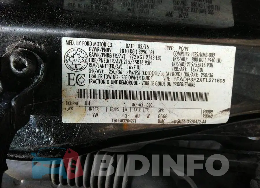 1FADP3F2XFL271605 Photo# 9