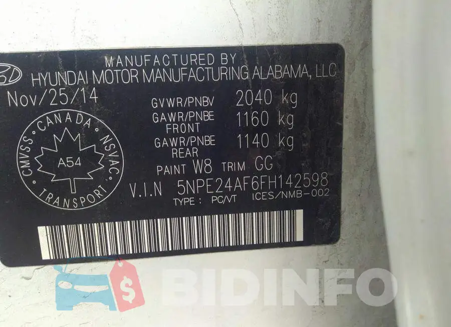 5NPE24AF6FH142598 Photo# 9