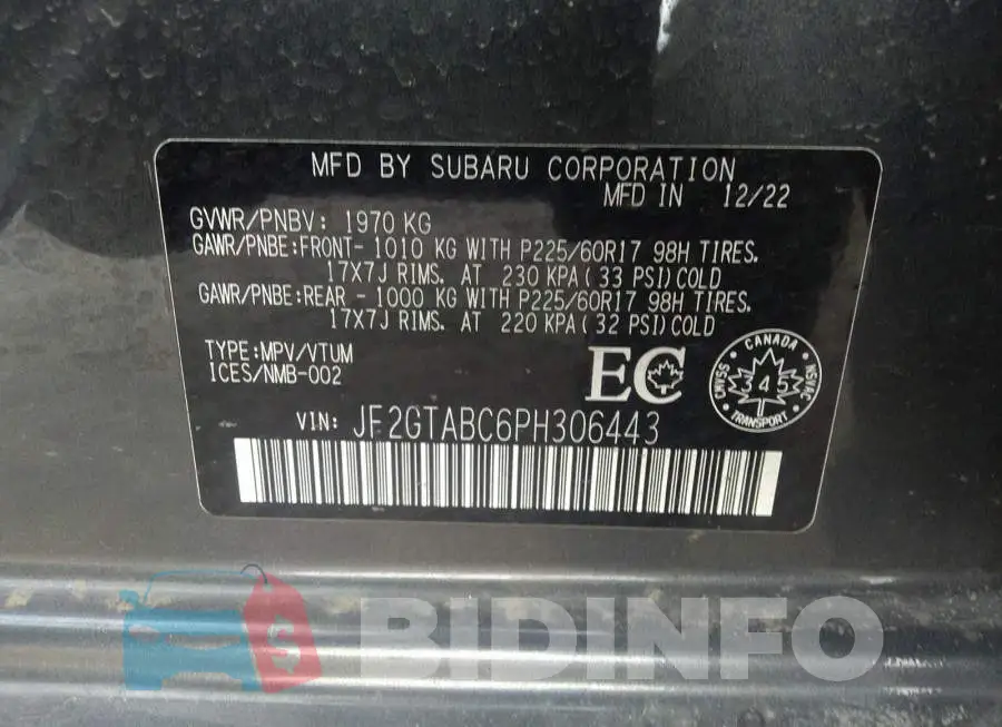 JF2GTABC6PH306443 Photo# 9