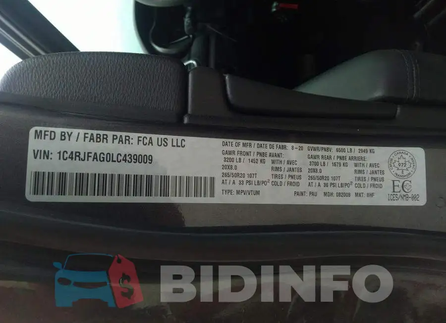1C4RJFAG0LC439009 Photo# 9