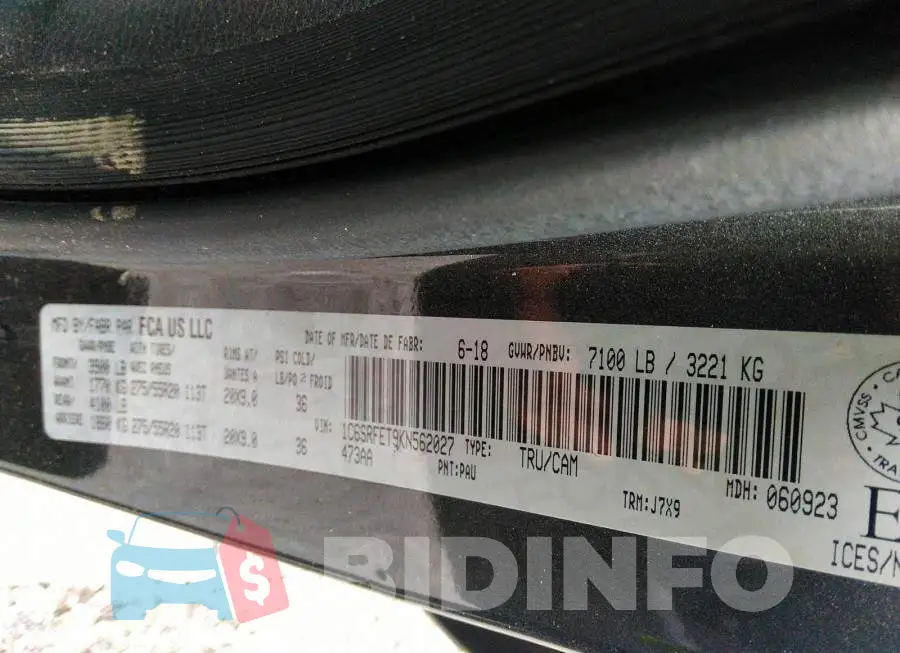 1C6SRFET9KN562027 Photo# 9