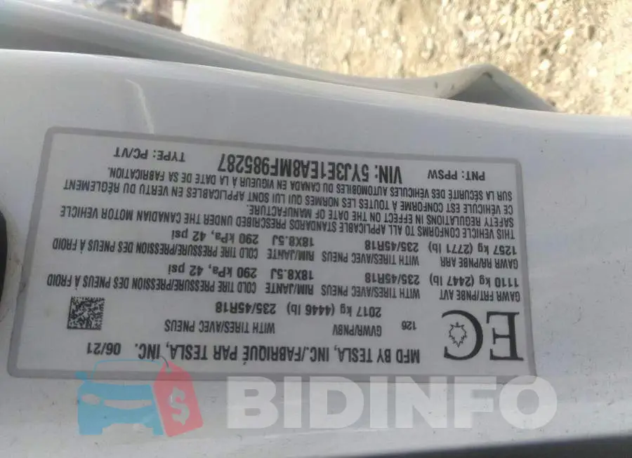 5YJ3E1EA8MF985287 Photo# 9