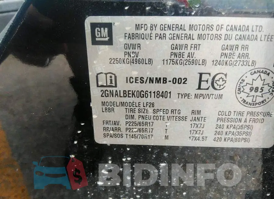 2GNALBEK0G6118401 Photo# 9
