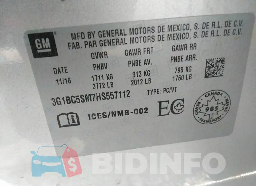 3G1BC5SM7HS557112 Photo# 9