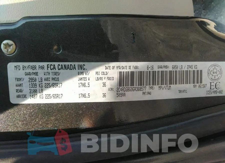 2C4RDGBG9GR368577 Photo# 9