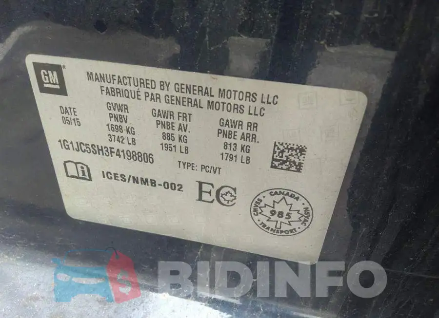 1G1JC5SH3F4198806 Photo# 9