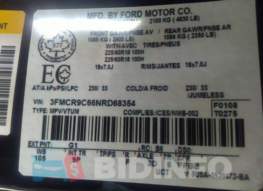 3FMCR9C65NRD63534 Photo# 9