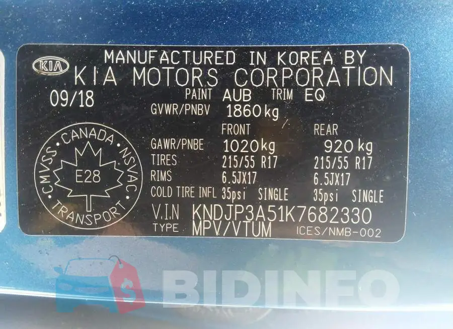 KNDJP3A51K7682330 Photo# 9