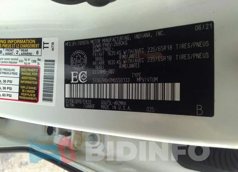 5TDGZRBH7MS550133 Photo# 9