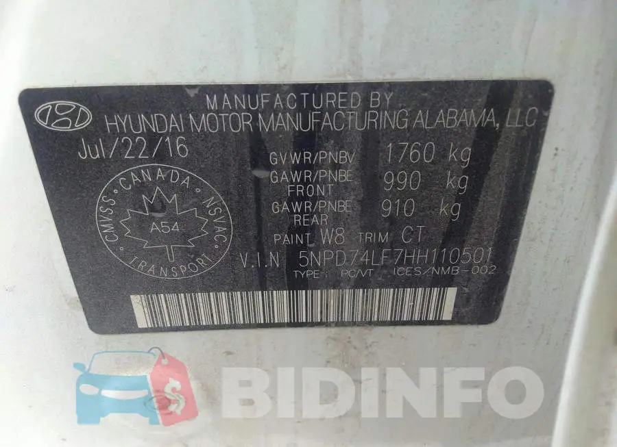 5NPD74LF7HH110501 Photo# 9