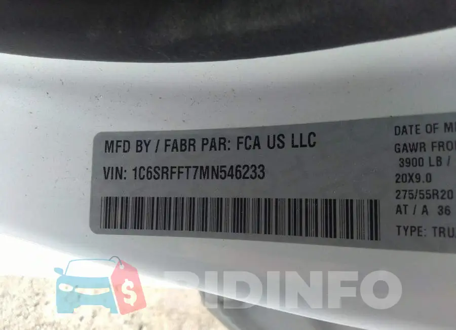 1C6SRFFT7MN546233 Photo# 9