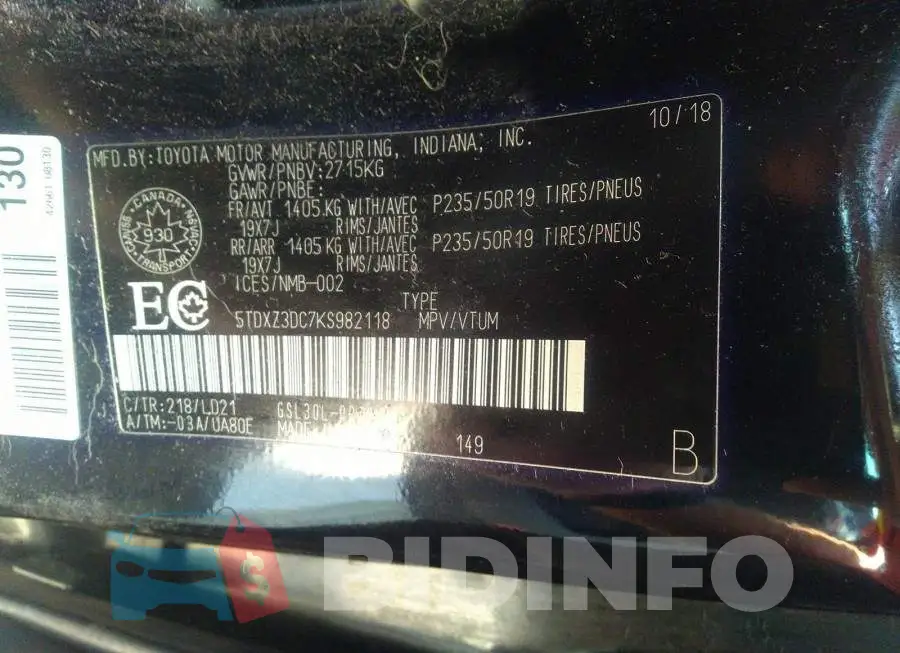 5TDXZ3DC7KS982118 Photo# 9