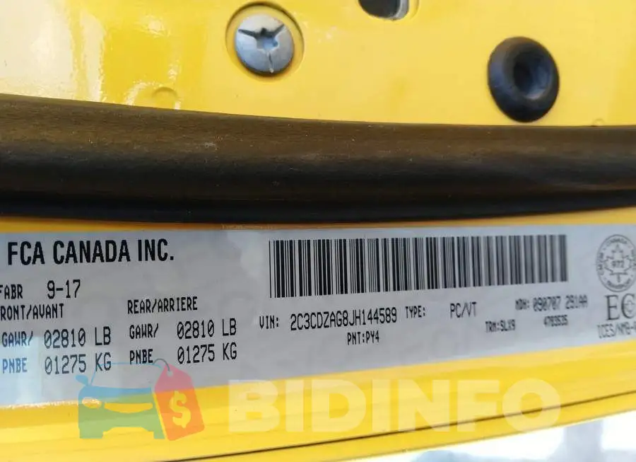 2C3CDZAG8JH144589 Photo# 9