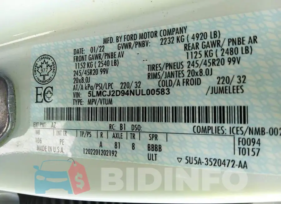 5LMCJ2D94NUL00583 Photo# 9