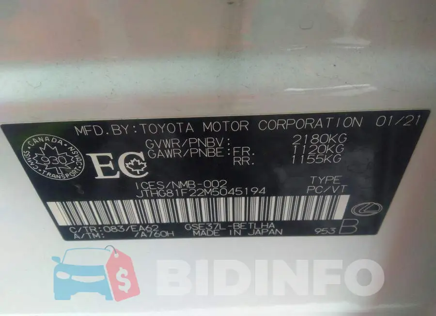 JTHG81F22M5045194 Photo# 9