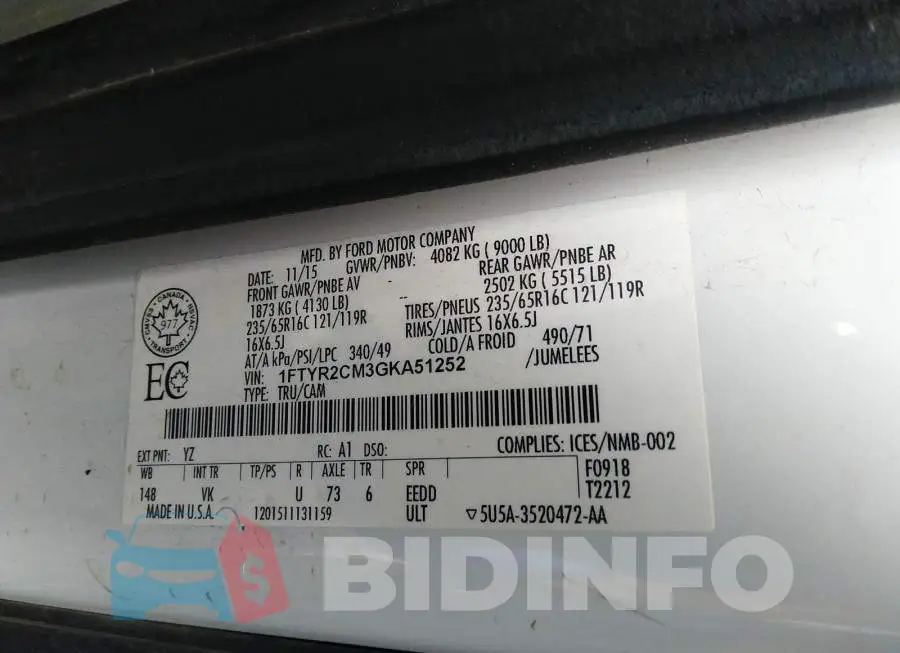 1FTYR2CM3GKA51252 Photo# 9