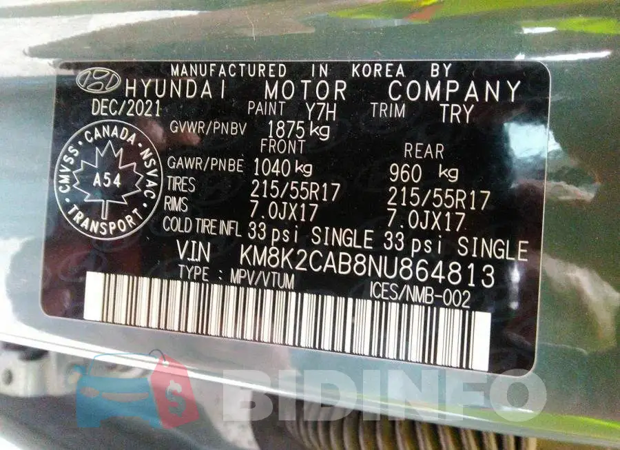 KM8K2CAB8NU864813 Photo# 8