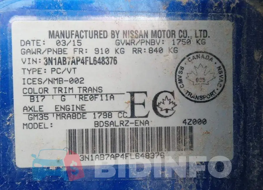 3N1AB7AP4FL648376 Photo# 9