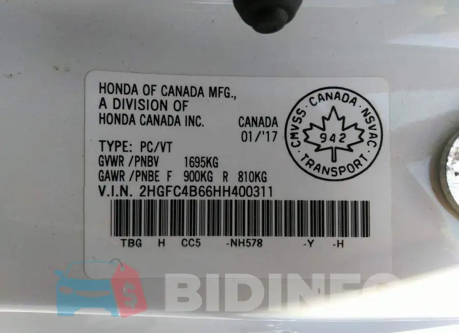 2HGFC4B66HH400311 Photo# 9