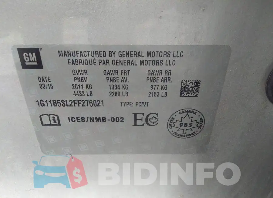 1G11B5SL2FF276021 Photo# 9