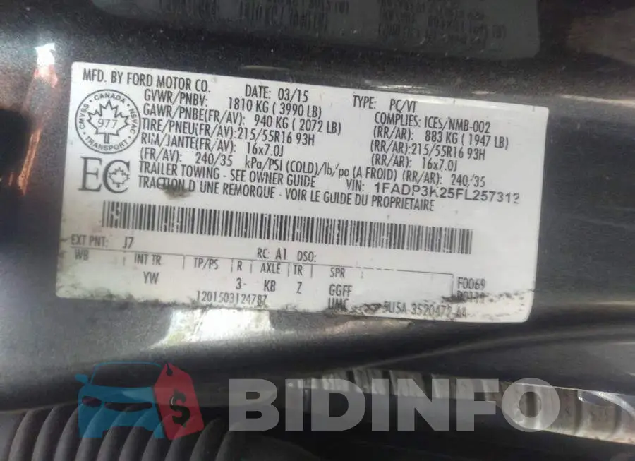 1FADP3K25FL257312 Photo# 9