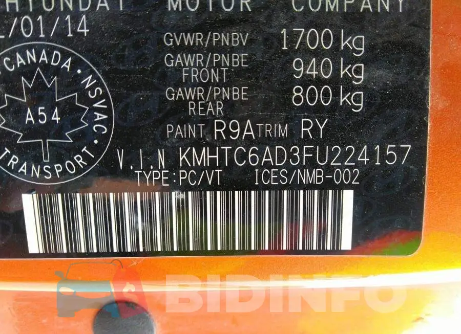 KMHTC6AD3FU224157 Photo# 9