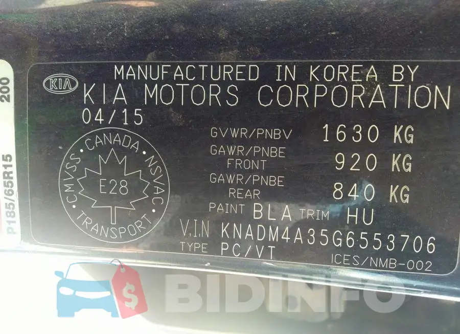 KNADM4A35G6553706 Photo# 9