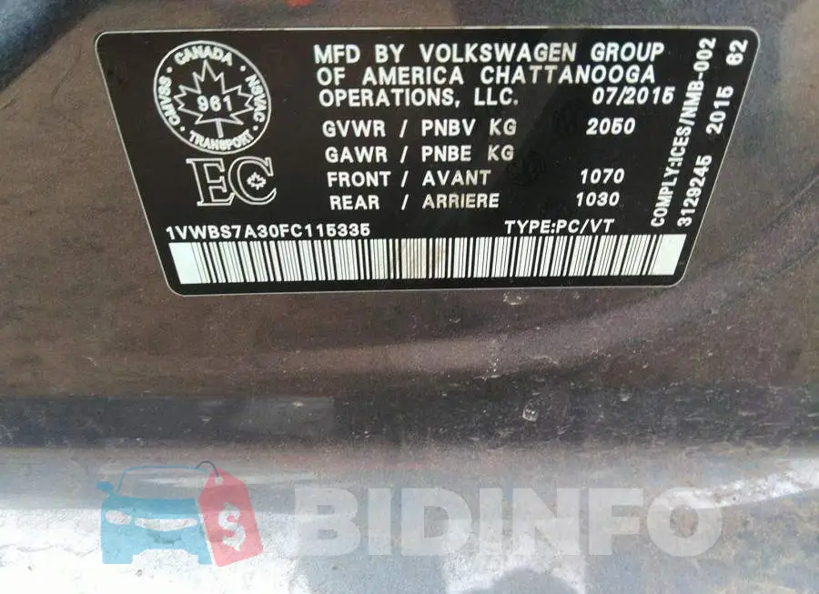 1VWBS7A30FC115335 Photo# 9