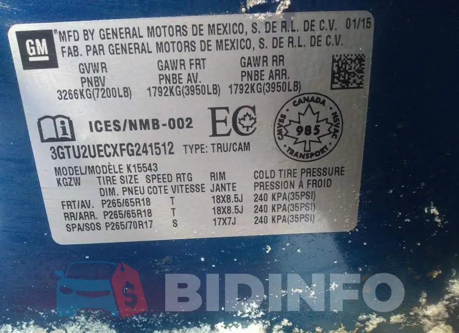 3GTU2UECXFG241512 Photo# 9