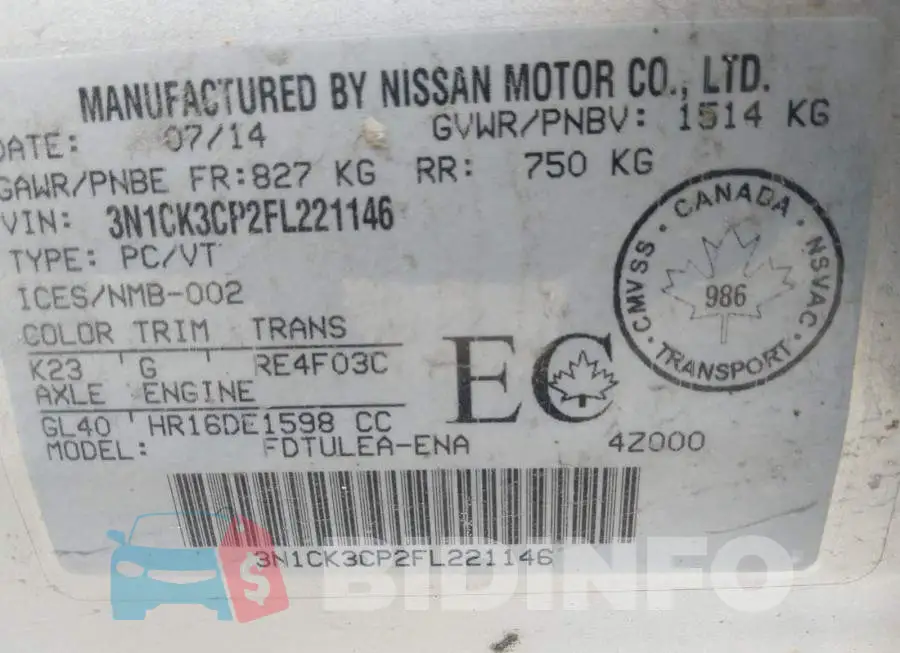 3N1CK3CP2FL221146 Photo# 9