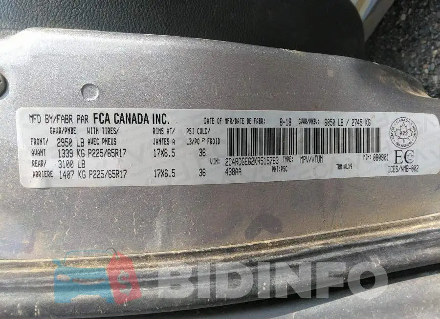 2C4RDGEG2KR515763 Photo# 9