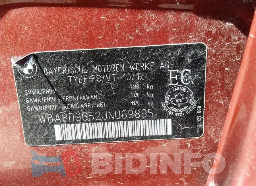 WBA8D9G52JNU69895 Photo# 9