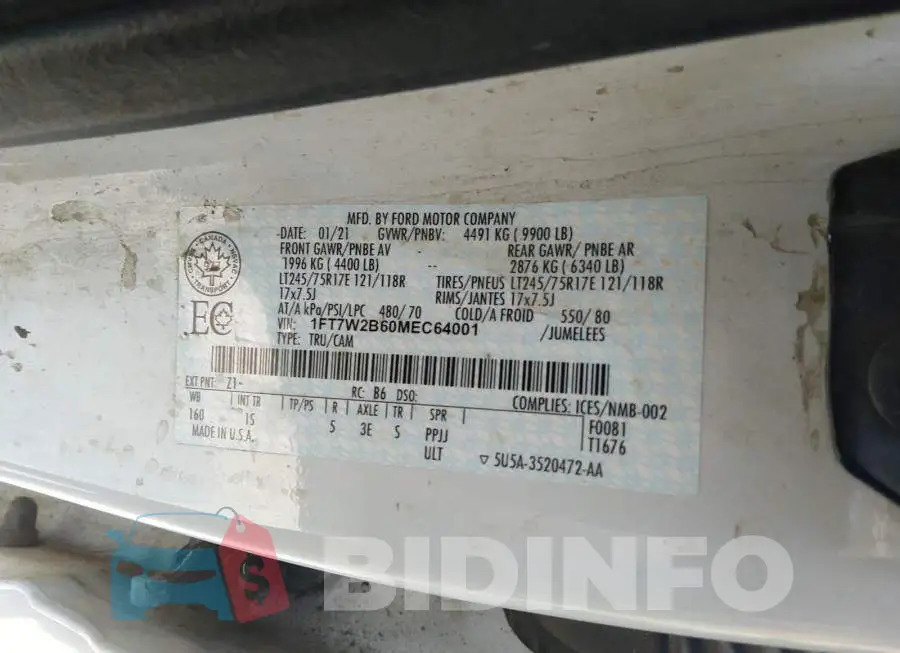 1FT7W2B60MEC64001 Photo# 9