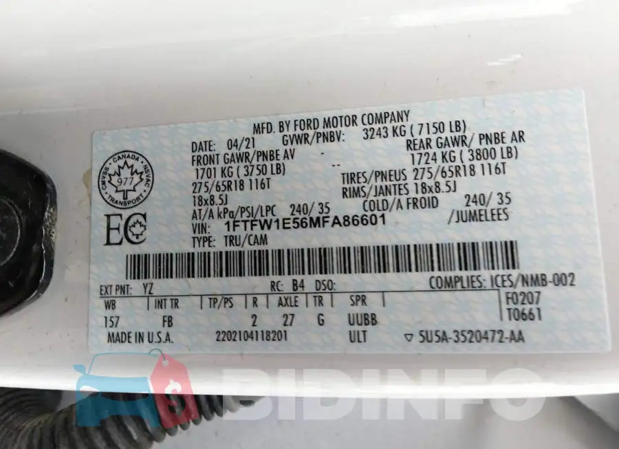 1FTFW1E56MFA86601 Photo# 9