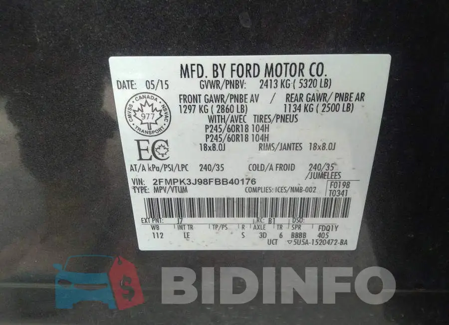 2FMPK3J98FBB40176 Photo# 9