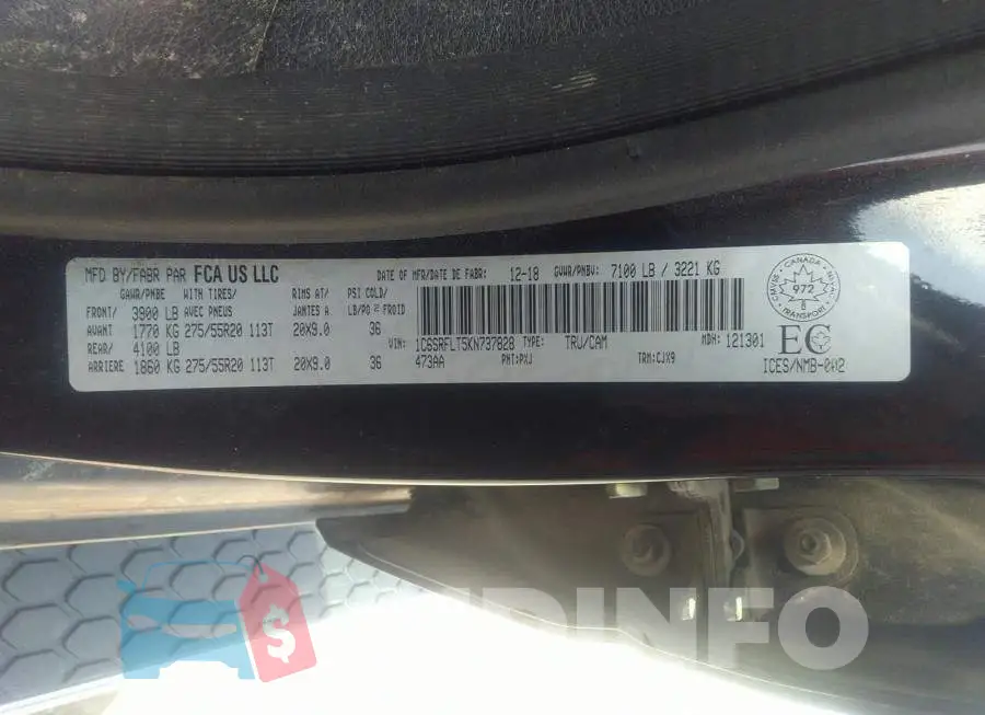 1C6SRFLT5KN737828 Photo# 9