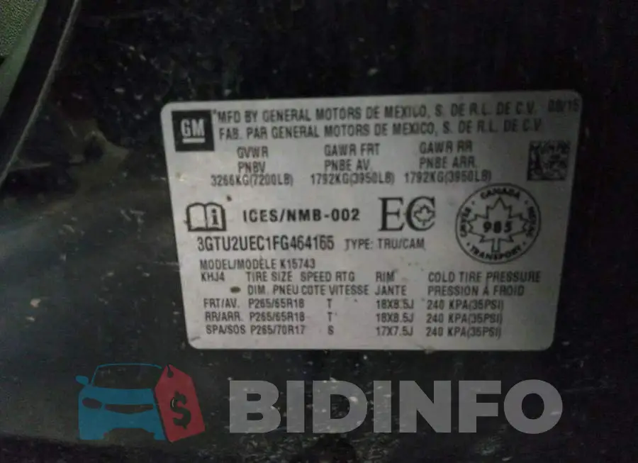 3GTU2UEC1FG464165 Photo# 9