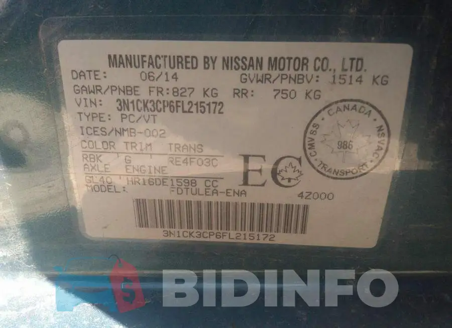 3N1CK3CP6FL215172 Photo# 9