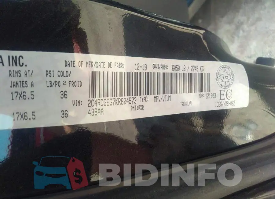 2C4RDGEG7KR804573 Photo# 9