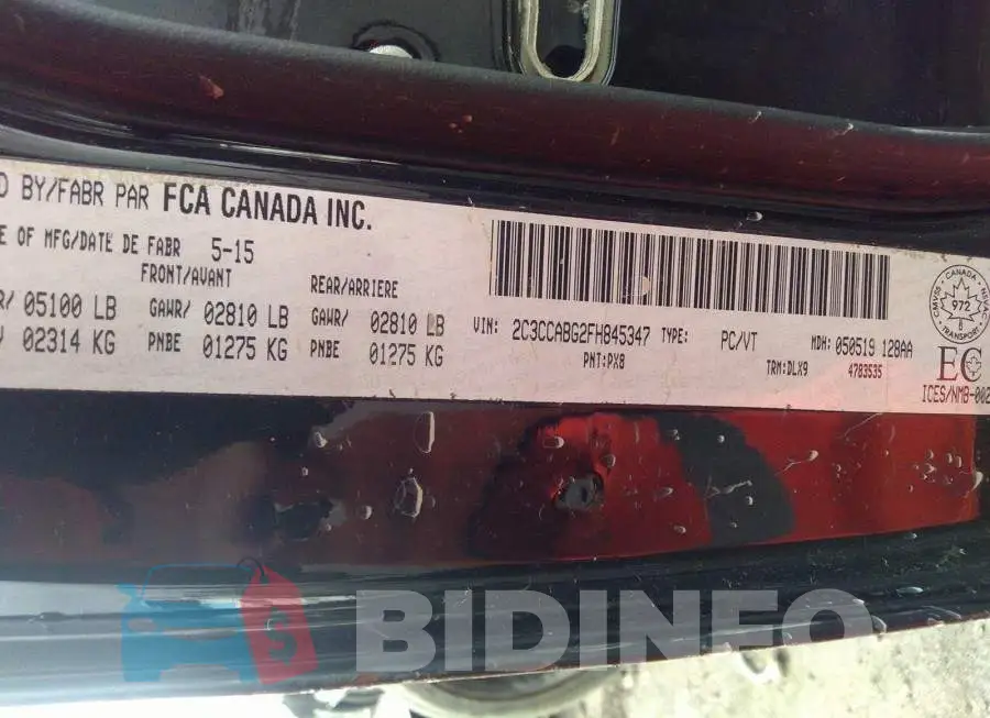 2C3CCABG2FH845347 Photo# 9