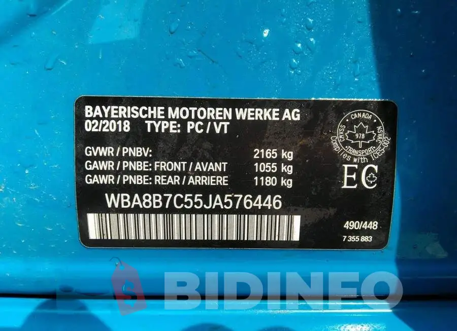 WBA8B7C55JA576446 Photo# 9