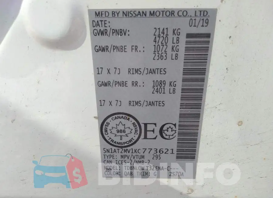 5N1AT2MV1KC773621 Photo# 9