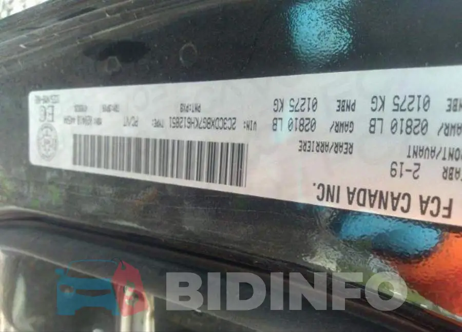 2C3CDXBG7KH612851 Photo# 9