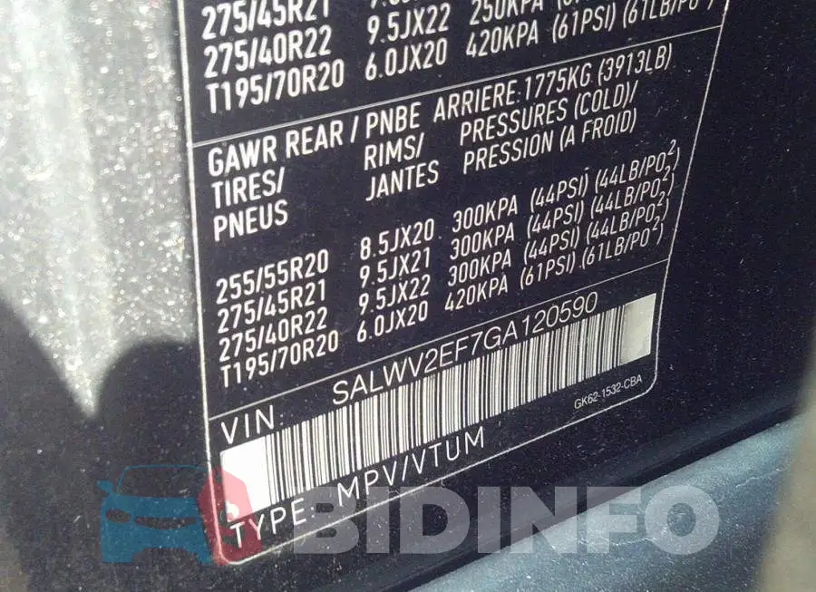 SALWV2EF7GA120590 Photo# 9