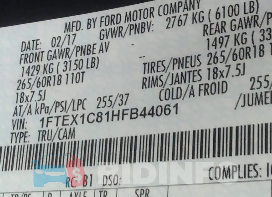 1FTEX1C81HFB44061 Photo# 9