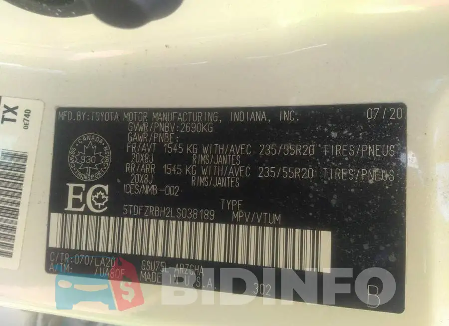 5TDFZRBH2LS038189 Photo# 9