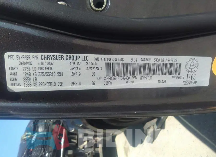 3C4PDCGG1FT540430 Photo# 9