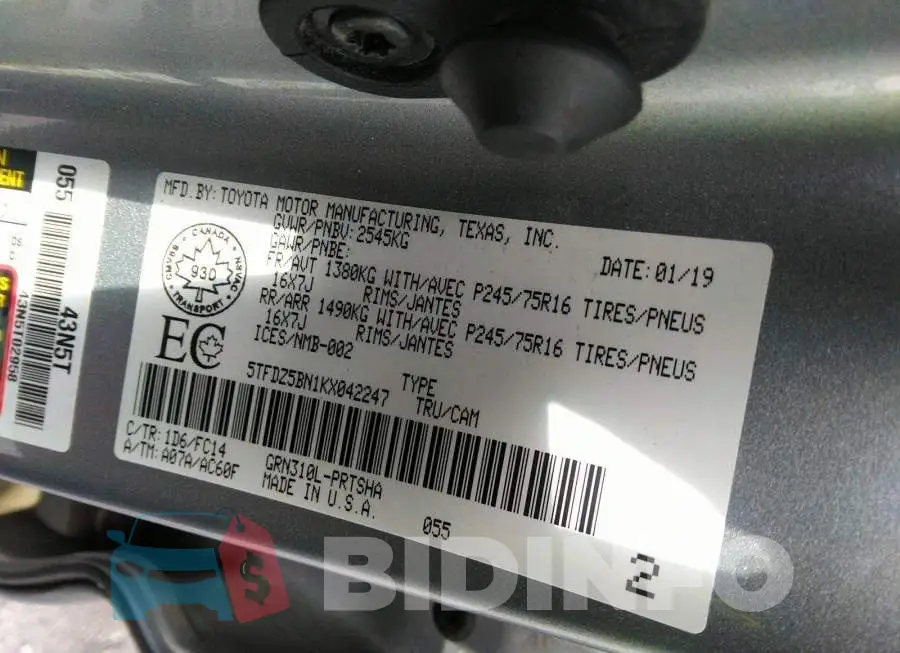 5TFDZ5BN1KX042247 Photo# 9