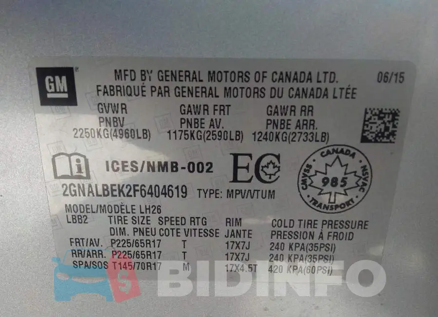 2GNALBEK2F6404619 Photo# 9