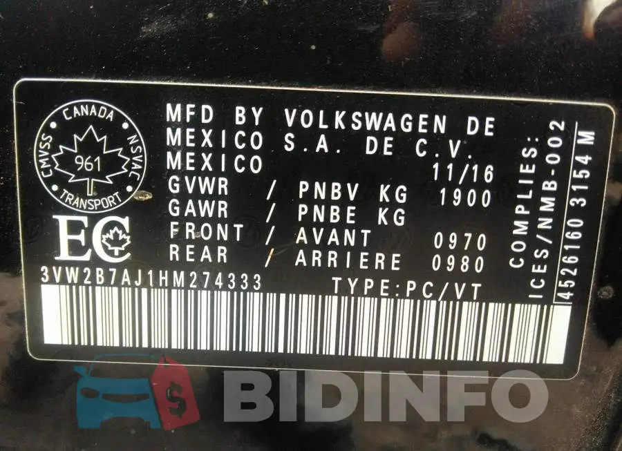 3VW2B7AJ1HM274333 Photo# 9